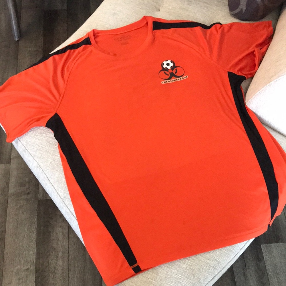 Men's Orange Athletic Soccer Jersey with Black Accents